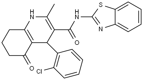 N-(1,3-BENZOTHIAZOL-2-YL)-4-(2-CHLOROPHENYL)-2-METHYL-5-OXO-1,4,5,6,7,8-HEXAHYDRO-3-QUINOLINECARBOXAMIDE Struktur