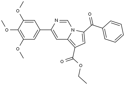 ETHYL 7-BENZOYL-3-(3,4,5-TRIMETHOXYPHENYL)PYRROLO(1,2-C)PYRIMIDINE-5-CARBOXYLATE Struktur