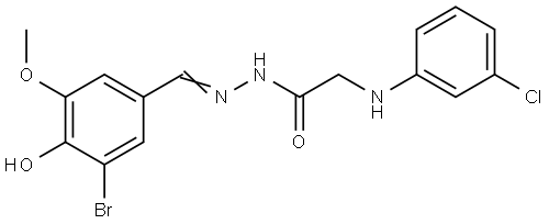 N'-(3-BROMO-4-HYDROXY-5-METHOXYBENZYLIDENE)-2-(3-CHLOROANILINO)ACETOHYDRAZIDE Struktur