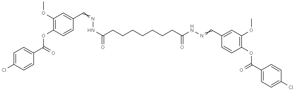 4-((E)-{[9-((2E)-2-{4-[(4-CHLOROBENZOYL)OXY]-3-METHOXYBENZYLIDENE}HYDRAZINO)-9-OXONONANOYL]HYDRAZONO}METHYL)-2-METHOXYPHENYL 4-CHLOROBENZOATE Struktur