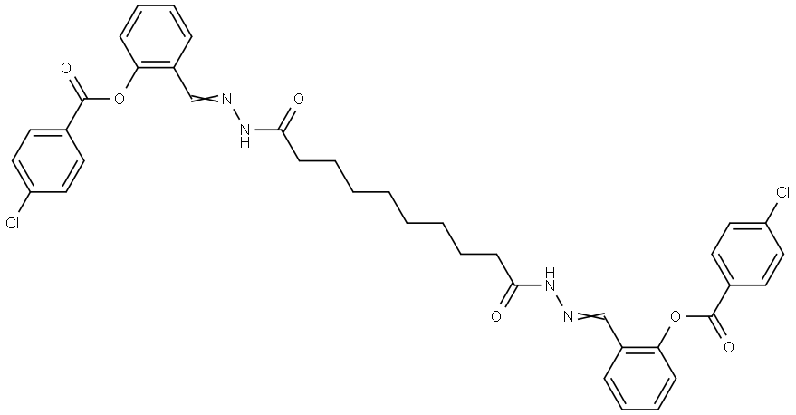 2-((E)-{2-[10-((2E)-2-{2-[(4-CHLOROBENZOYL)OXY]BENZYLIDENE}HYDRAZINO)-10-OXODECANOYL]HYDRAZONO}METHYL)PHENYL 4-CHLOROBENZOATE Struktur