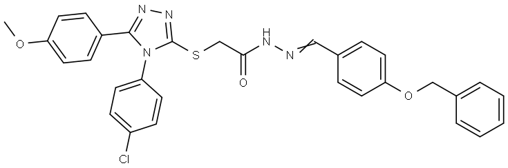 N'-{(E)-[4-(BENZYLOXY)PHENYL]METHYLIDENE}-2-{[4-(4-CHLOROPHENYL)-5-(4-METHOXYPHENYL)-4H-1,2,4-TRIAZOL-3-YL]SULFANYL}ACETOHYDRAZIDE Struktur