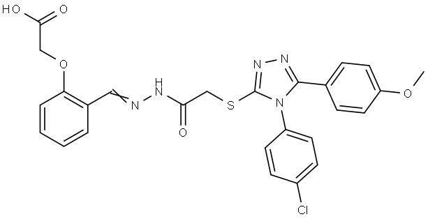 (2-{(E)-[({[4-(4-CHLOROPHENYL)-5-(4-METHOXYPHENYL)-4H-1,2,4-TRIAZOL-3-YL]SULFANYL}ACETYL)HYDRAZONO]METHYL}PHENOXY)ACETIC ACID Struktur