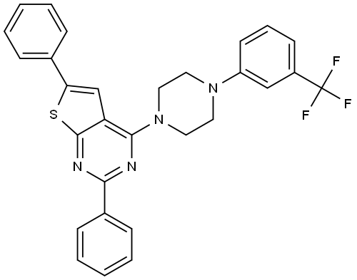 2,6-DIPHENYL-4-(4-(3-(TRIFLUOROMETHYL)PH)-1-PIPERAZINYL)THIENO(2,3-D)PYRIMIDINE Struktur