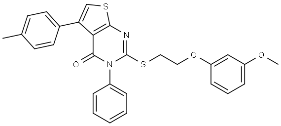 2-((2-(3-MEO-PHENOXY)ET)THIO)-5-(4-ME-PH)-3-PH-THIENO(2,3-D)PYRIMIDIN-4(3H)-ONE Struktur