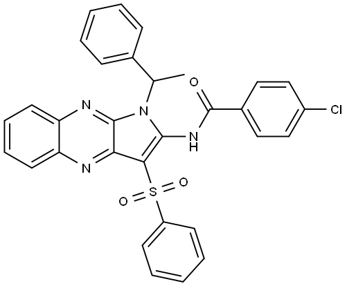 4-CHLORO-N-[1-(1-PHENYLETHYL)-3-(PHENYLSULFONYL)-1H-PYRROLO[2,3-B]QUINOXALIN-2-YL]BENZAMIDE Struktur