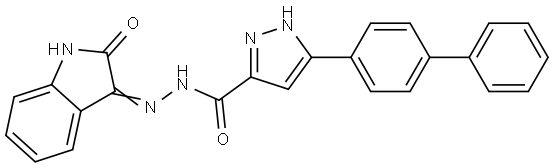 3-[1,1'-BIPHENYL]-4-YL-N'-[(3Z)-2-OXO-1,2-DIHYDRO-3H-INDOL-3-YLIDENE]-1H-PYRAZOLE-5-CARBOHYDRAZIDE Struktur