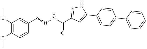 3-(1,1'-BIPHENYL)4-YL-N'-(3,4-DIMETHOXYBENZYLIDENE)-1H-PYRAZOLE-5-CARBOHYDRAZIDE Struktur