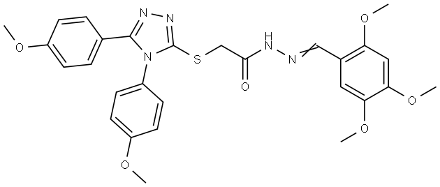 2-{[4,5-BIS(4-METHOXYPHENYL)-4H-1,2,4-TRIAZOL-3-YL]SULFANYL}-N'-[(E)-(2,4,5-TRIMETHOXYPHENYL)METHYLIDENE]ACETOHYDRAZIDE Struktur