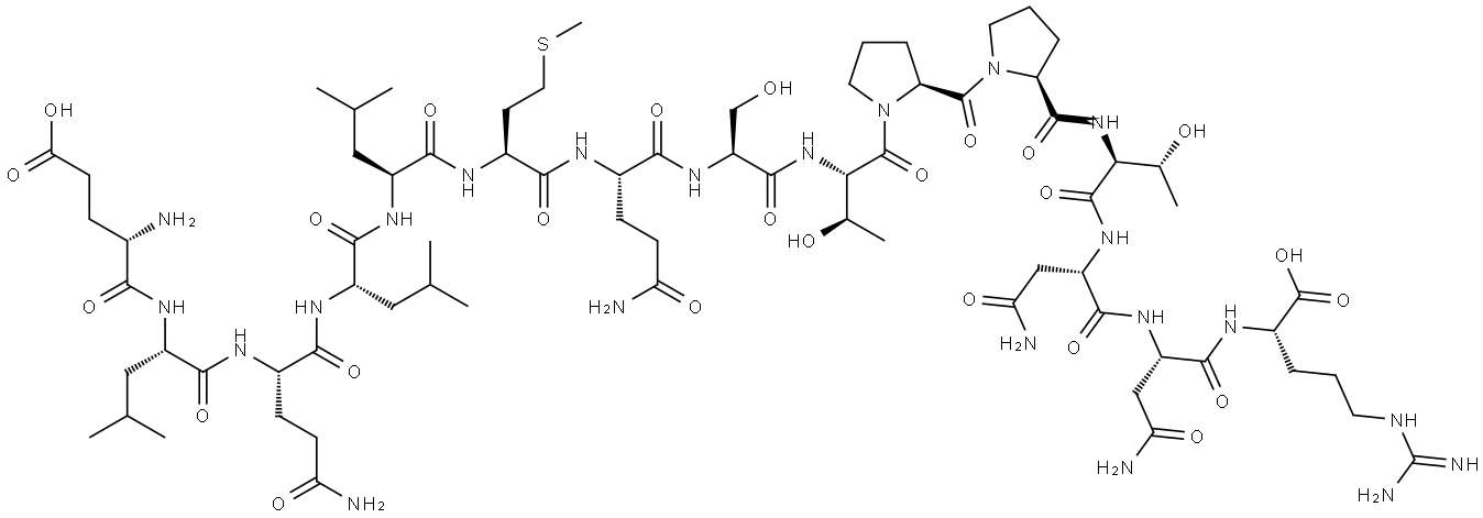 L-Arginine, L-α-glutamyl-L-leucyl-L-glutaminyl-L-leucyl-L-leucyl-L-methionyl-L-glutaminyl-L-seryl-L-threonyl-L-prolyl-L-prolyl-L-threonyl-L-asparaginyl-L-asparaginyl- Struktur