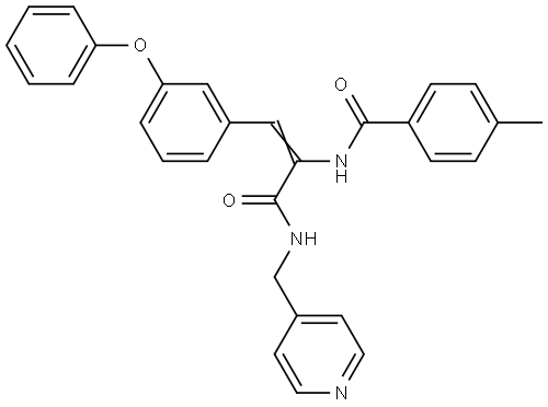 4-ME-N(2-(3-PHENOXYPHENYL)-1-(((4-PYRIDINYLMETHYL)AMINO)CARBONYL)VINYL)BENZAMIDE Struktur