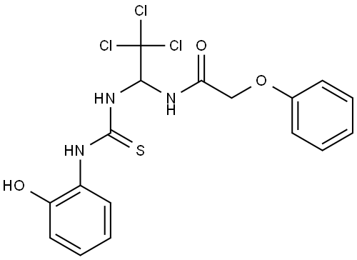 2-PHENOXY-N(2,2,2-TRICHLORO-1-(((2-HYDROXYANILINO)CARBOTHIOYL)AMINO)ET)ACETAMIDE Struktur