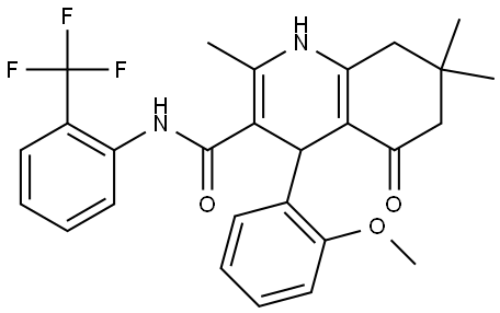 4-(2-METHOXYPHENYL)-2,7,7-TRIMETHYL-5-OXO-N-[2-(TRIFLUOROMETHYL)PHENYL]-1,4,5,6,7,8-HEXAHYDRO-3-QUINOLINECARBOXAMIDE Struktur