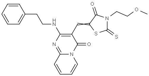 3-{(Z)-[3-(2-METHOXYETHYL)-4-OXO-2-THIOXO-1,3-THIAZOLIDIN-5-YLIDENE]METHYL}-2-[(2-PHENYLETHYL)AMINO]-4H-PYRIDO[1,2-A]PYRIMIDIN-4-ONE Struktur