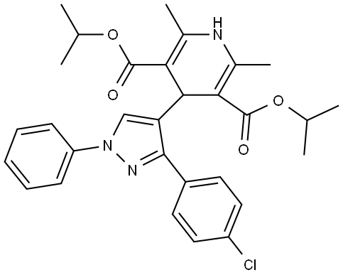 DIISOPROPYL 4-[3-(4-CHLOROPHENYL)-1-PHENYL-1H-PYRAZOL-4-YL]-2,6-DIMETHYL-1,4-DIHYDRO-3,5-PYRIDINEDICARBOXYLATE Struktur