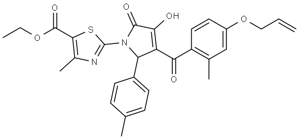 ETHYL 2-[3-[4-(ALLYLOXY)-2-METHYLBENZOYL]-4-HYDROXY-2-(4-METHYLPHENYL)-5-OXO-2,5-DIHYDRO-1H-PYRROL-1-YL]-4-METHYL-1,3-THIAZOLE-5-CARBOXYLATE Struktur