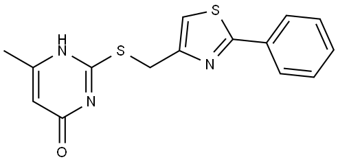 6-METHYL-2-{[(2-PHENYL-1,3-THIAZOL-4-YL)METHYL]SULFANYL}-4(3H)-PYRIMIDINONE Struktur