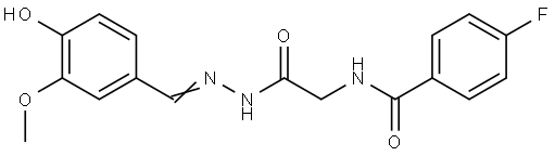 4-FLUORO-N-(2-(2-(4-HYDROXY-3-METHOXYBENZYLIDENE)HYDRAZINO)-2-OXOETHYL)BENZAMIDE Struktur