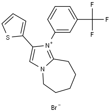 2-(2-THIENYL)-1-[3-(TRIFLUOROMETHYL)PHENYL]-6,7,8,9-TETRAHYDRO-5H-IMIDAZO[1,2-A]AZEPIN-1-IUM BROMIDE Struktur