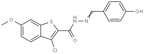 3-CHLORO-N'-(4-HYDROXYBENZYLIDENE)-6-METHOXY-1-BENZOTHIOPHENE-2-CARBOHYDRAZIDE Struktur