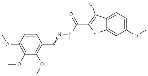 3-CL-6-MEO-N'-(2,3,4-TRIMETHOXYBENZYLIDENE)-1-BENZOTHIOPHENE-2-CARBOHYDRAZIDE Struktur