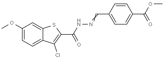 ME 4-(2-((3-CL-6-METHOXY-1-BENZOTHIEN-2-YL)CARBONYL)CARBOHYDRAZONOYL)BENZOATE Struktur