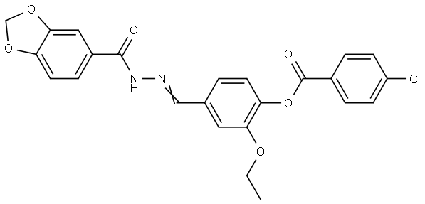 4-(2-(1,3-BENZODIOXOL-5-YLCARBONYL)CARBOHYDRAZONOYL)-2-ETHOXY-PH 4-CL-BENZOATE Struktur