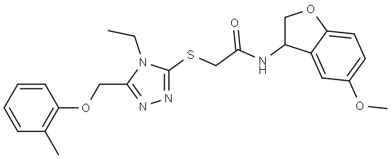 2-([4-ETHYL-5-[(2-METHYLPHENOXY)METHYL]-4H-1,2,4-TRIAZOL-3-YL]SULFANYL)-N-(5-METHOXY-2,3-DIHYDRO-1-BENZOFURAN-3-YL)ACETAMIDE Struktur