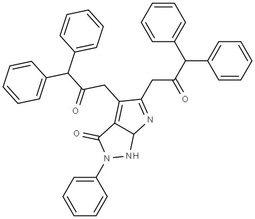 4,5-BIS(2-OXO-3,3-DI-PH-PROPYL)-2-PH-1,6A-DIHYDROPYRROLO(2,3-C)PYRAZOL-3(2H)-ONE Struktur