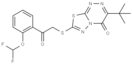 3-TERT-BUTYL-7-({2-[2-(DIFLUOROMETHOXY)PHENYL]-2-OXOETHYL}SULFANYL)-4H-[1,3,4]THIADIAZOLO[2,3-C][1,2,4]TRIAZIN-4-ONE Struktur