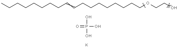 Poly(oxy-1,2-ethanediyl), .alpha.-(9Z)-9-octadecenyl-.omega.-hydroxy-, phosphate, potassium salt Struktur