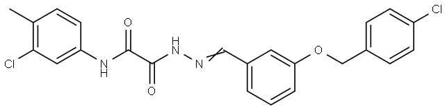 2-(2-(3-((4-CL-BENZYL)OXY)BENZYLIDENE)HYDRAZINO)-N-(3-CL-4-ME-PH)-2-OXOACETAMIDE Struktur