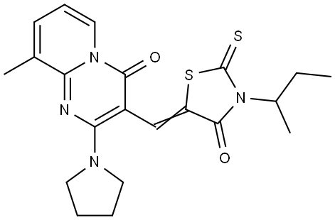 3-[(Z)-(3-SEC-BUTYL-4-OXO-2-THIOXO-1,3-THIAZOLIDIN-5-YLIDENE)METHYL]-9-METHYL-2-(1-PYRROLIDINYL)-4H-PYRIDO[1,2-A]PYRIMIDIN-4-ONE Struktur