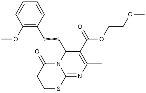 2-METHOXYETHYL 6-[(E)-2-(2-METHOXYPHENYL)ETHENYL]-8-METHYL-4-OXO-3,4-DIHYDRO-2H,6H-PYRIMIDO[2,1-B][1,3]THIAZINE-7-CARBOXYLATE Struktur