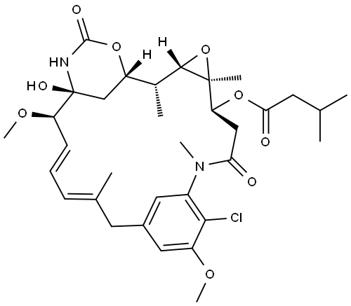 Maytansine, O3-de2-(acetylmethylamino)-1-oxopropyl-O3-(3-methyl-1-oxobutyl)- Struktur