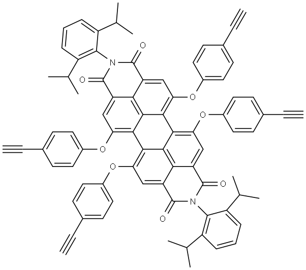 1,6,7,12-tetrakis(4-ethynylphenoxy)-N,N'-(2,6-diisopropylphenyl)perylene-3,4,9,10-tetracarboxdiimide Struktur