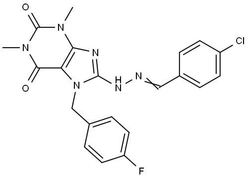 4-CHLOROBENZALDEHYDE [7-(4-FLUOROBENZYL)-1,3-DIMETHYL-2,6-DIOXO-2,3,6,7-TETRAHYDRO-1H-PURIN-8-YL]HYDRAZONE Struktur