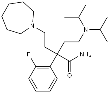 4-(1-azepanyl)-2-[2-(diisopropylamino)ethyl]-2-(2-fluorophenyl)butanamide Struktur