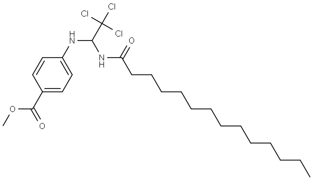 4-(2,2,2-TRICHLORO-1-TETRADECANOYLAMINO-ETHYLAMINO)-BENZOIC ACID METHYL ESTER Struktur