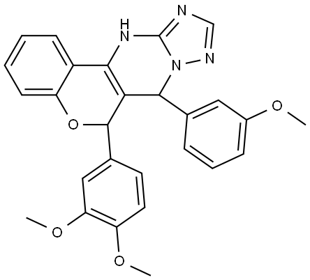 6-(3,4-DIMETHOXYPHENYL)-7-(3-METHOXYPHENYL)-7,12-DIHYDRO-6H-CHROMENO[4,3-D][1,2,4]TRIAZOLO[1,5-A]PYRIMIDINE Struktur