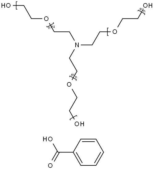 Poly(oxy-1,2-ethanediyl), .alpha.,.alpha.,.alpha.-(nitrilotri-2,1-ethanediyl)tris.omega.-hydroxy-, benzoate (salt) Struktur