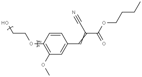 Polyethylene Glycol (EO=1-30, typically 5) ether of butyl 2-cyano 3-(4-hydroxy-3-metoxyphenyl) acrylate Struktur