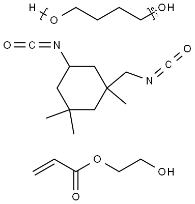 Poly(oxy-1,4-butanediyl), .alpha.-hydro-.omega.-hydroxy-, polymer with 5-isocyanato-1-(isocyanatomethyl)-1,3,3-trimethylcyclohexane, 2-hydroxyethyl acrylate-blocked Struktur