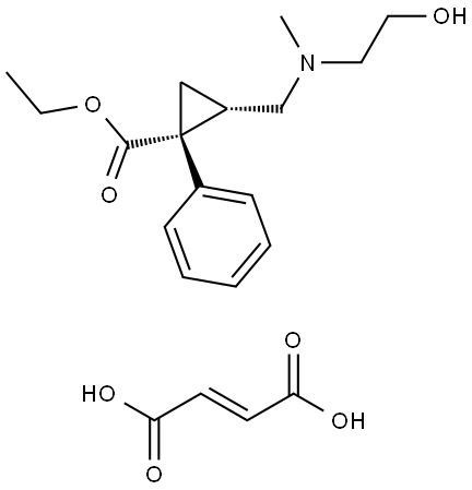 but-2-enedioic acid, ethyl (1R,2S)-2-[(2-hydroxyethyl-methyl-amino)met hyl]-1-phenyl-cyclopropane-1-carboxylate Struktur