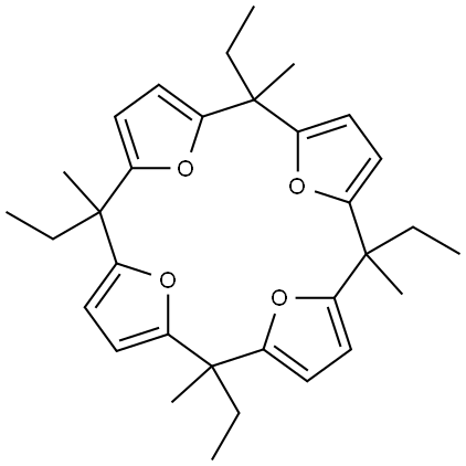 2,7,12,17-TETRAETHYL-2,7,12,17-TETRAMETHYL-21,22,23,24-TETRAOXAPENTACYCLO[16.2.1.1(3,6).1(8,11).1(13,16)]TETRACOSA-1(20),3,5,8,10,13,15,18-OCTAENE Struktur