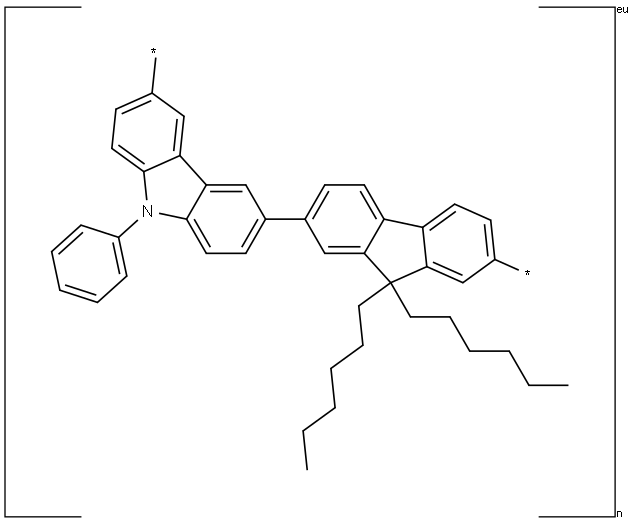 Poly(9,9-n-dihexyl-2,7-fluorene-alt-9-phenyl-3,6-carbazole) Struktur