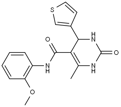 N-(2-MEO-PH)-6-ME-2-OXO-4-(3-THIENYL)-1,2,3,4-TETRAHYDRO-5-PYRIMIDINECARBOXAMIDE Struktur