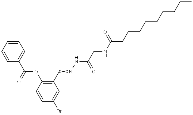 4-BROMO-2-(2-((DECANOYLAMINO)ACETYL)CARBOHYDRAZONOYL)PHENYL BENZOATE Struktur