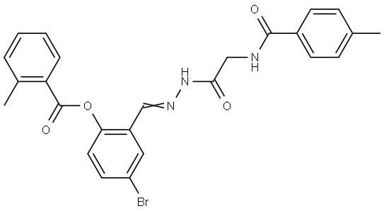 4-BR-2-(2-(((4-METHYLBENZOYL)AMINO)AC)CARBOHYDRAZONOYL)PHENYL 2-METHYLBENZOATE Struktur