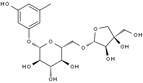 Orcinol 1-O-beta-D-apiofuranosyl-(1->6)-beta-D-glucopyranoside Struktur